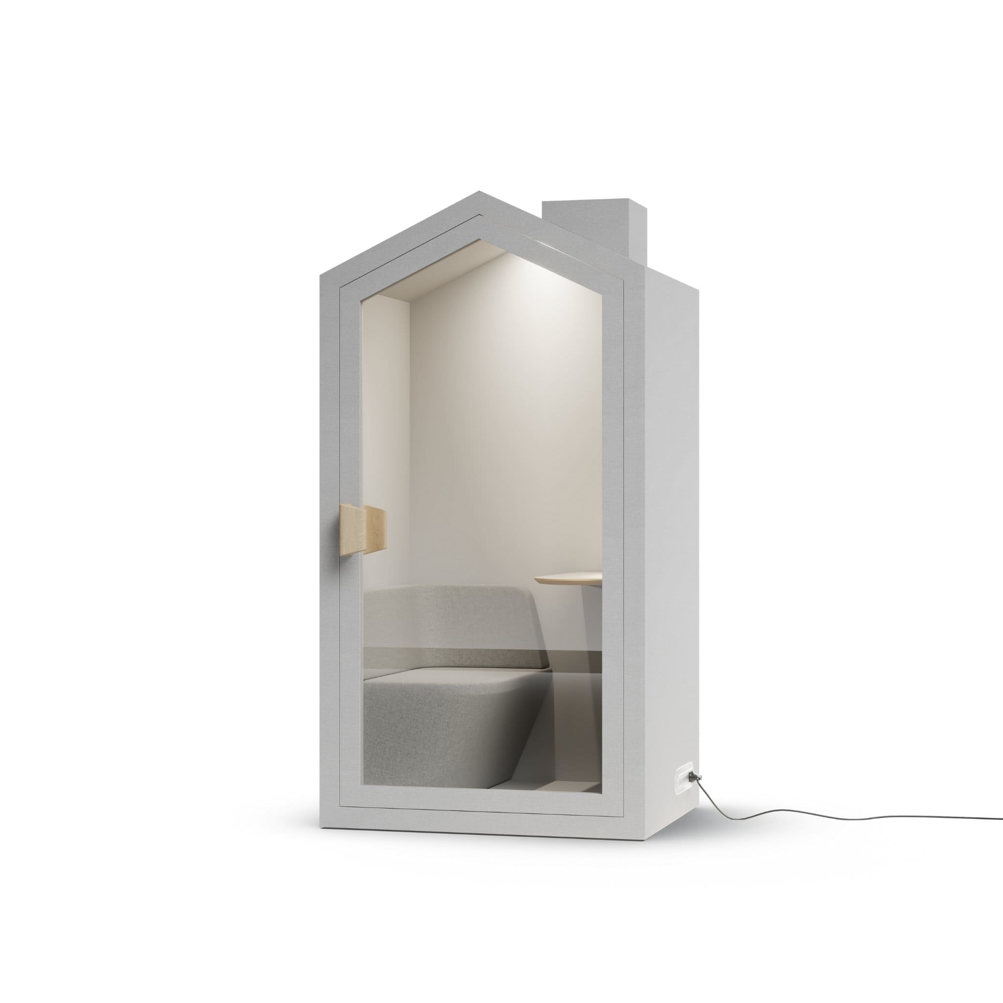 Angle view white cloud color frame home office pod phone booth on a white background