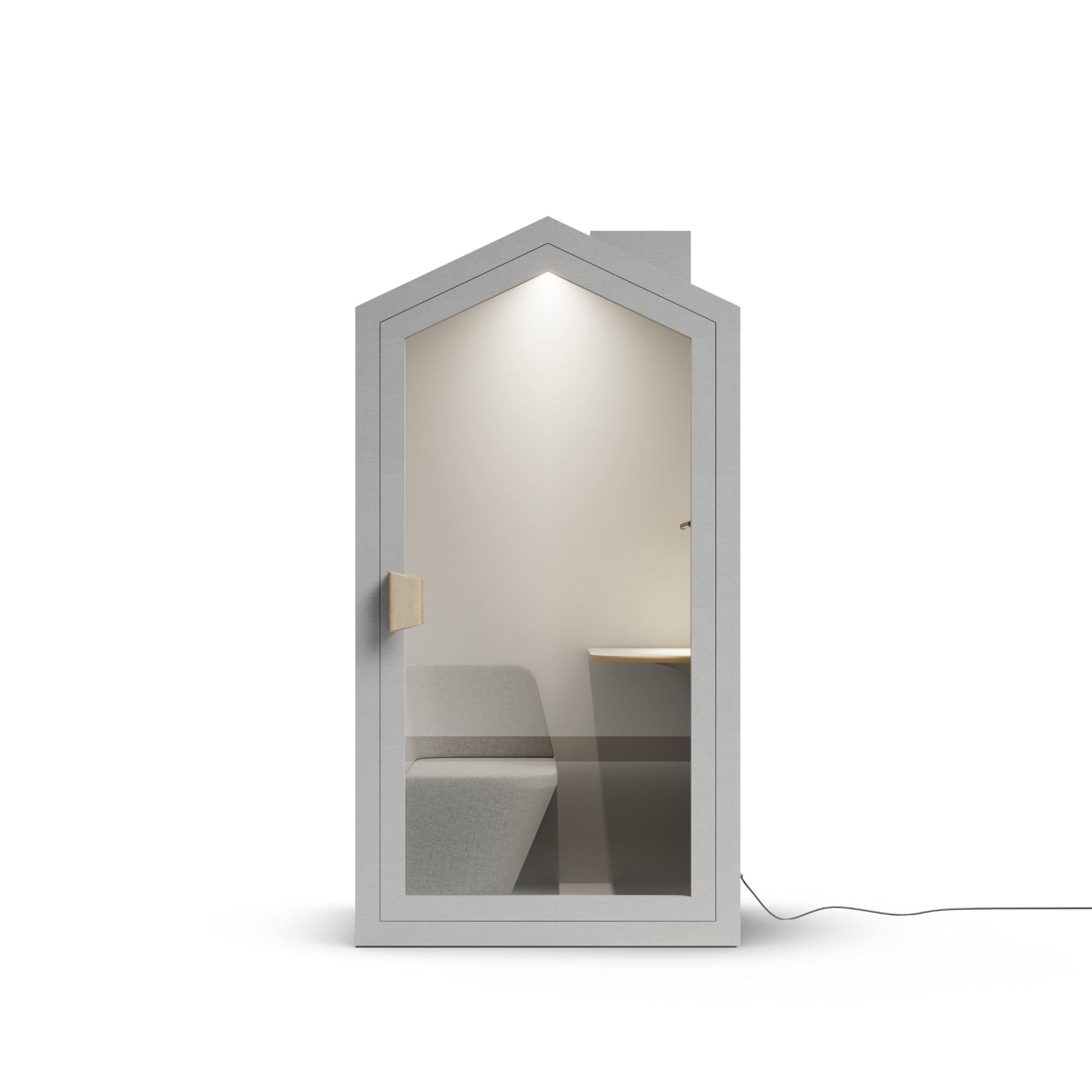 Front view white cloud color frame home office pod phone booth on a white background