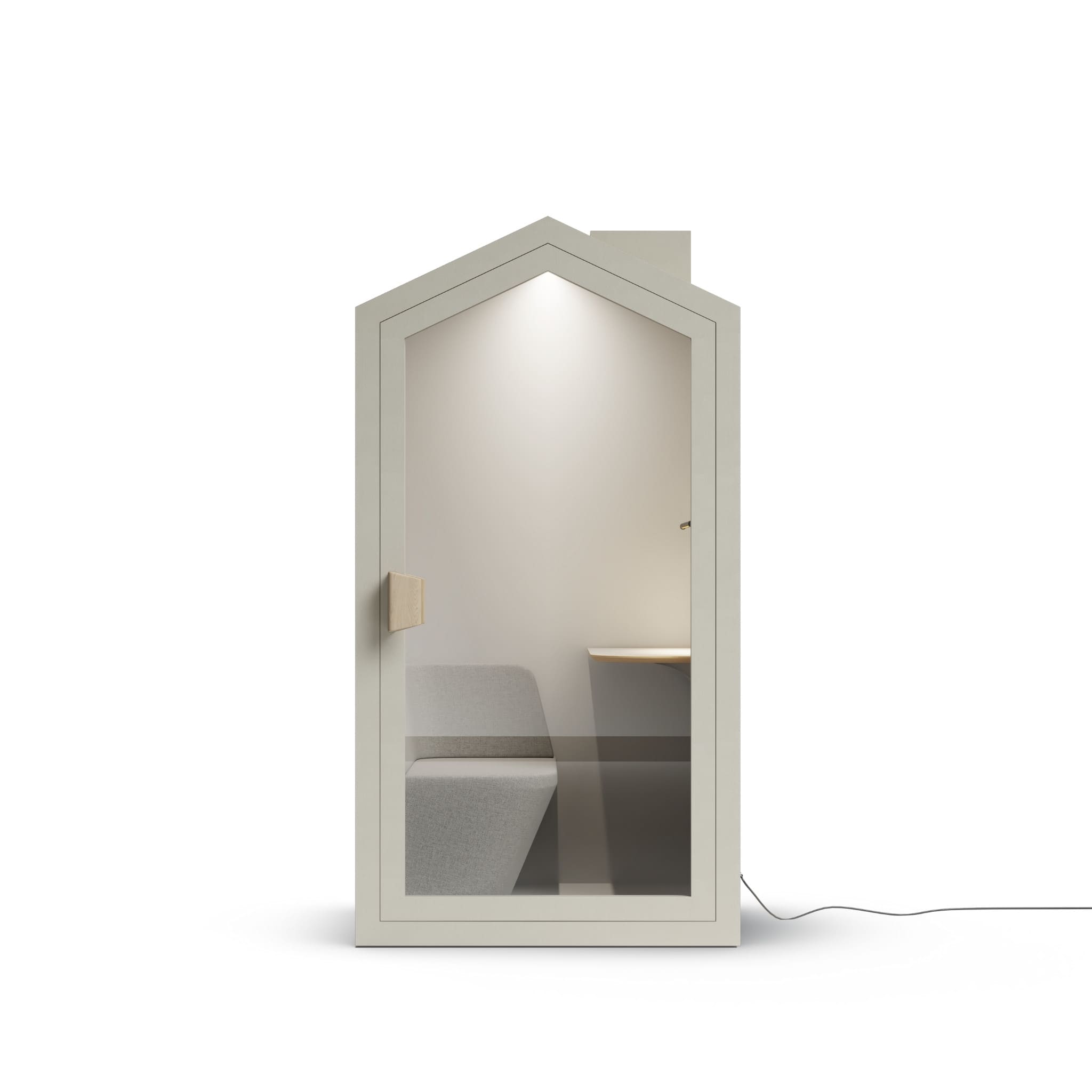 Front view hazel color frame home office pod phone booth on a white background