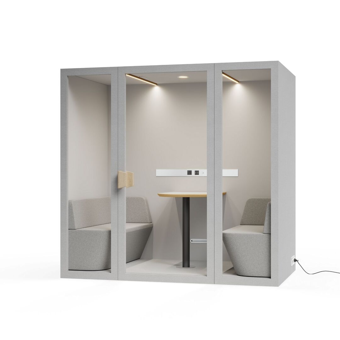 Angle view white cloud color frame meeting room pod or phone booth on a white background