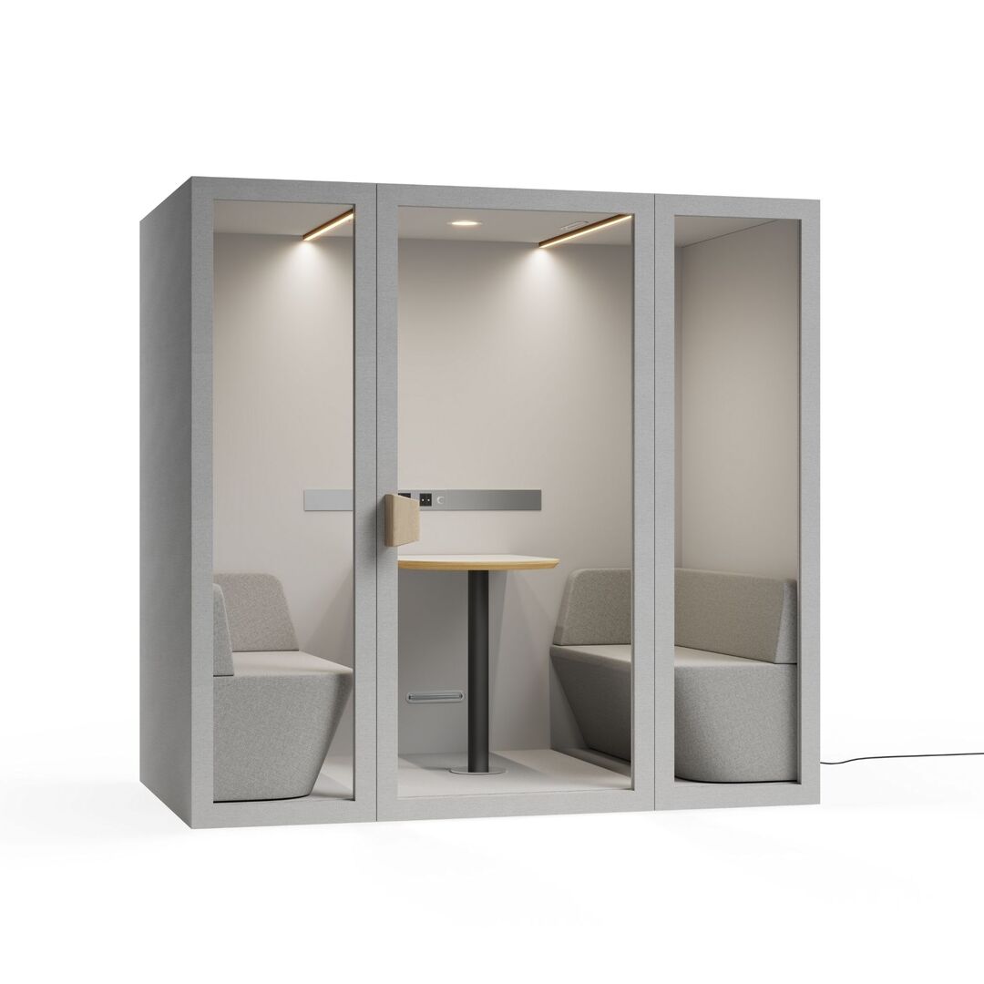 Right view white cloud color frame meeting room pod or phone booth on a white background
