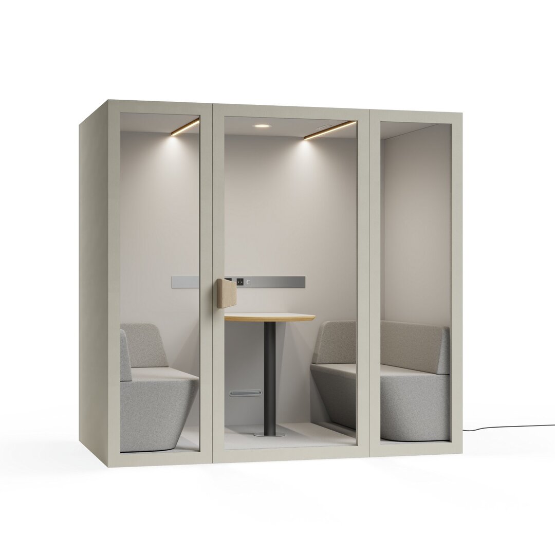Right view white hazel color frame meeting room pod or phone booth on a white background