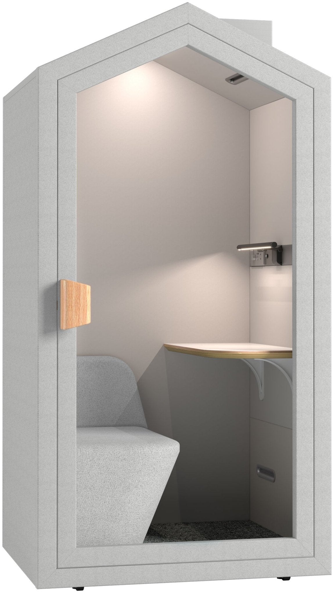 Home office pod in light gray color